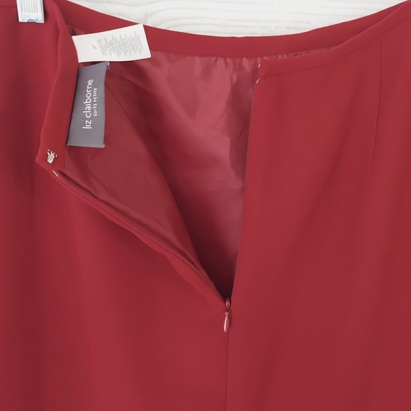 Liz Claiborne Skirt Red Pencil Petite 6P Pleated Hem - Picture 3 of 7